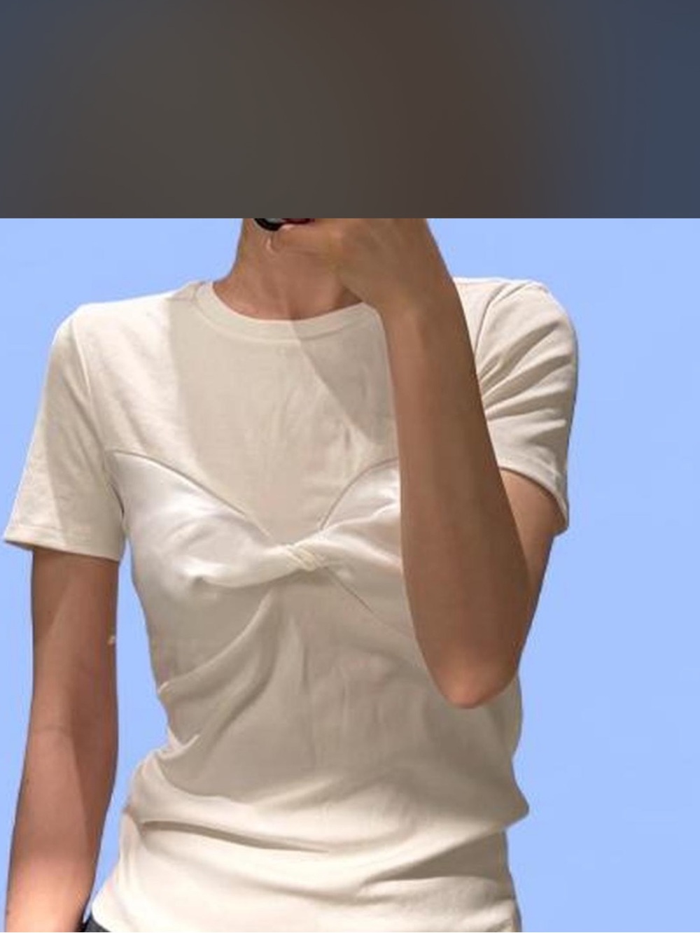 Zara Cream Short-Sleeve Twist Front Tee